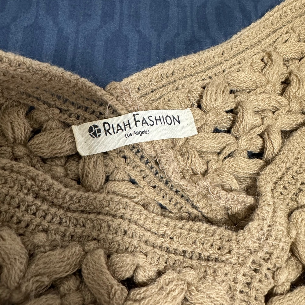 Riah Fashion light brown woven poncho woolen fabric